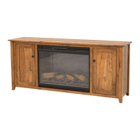 Dover 72" Hickory Wood TV Console with Electric Fireplace Insert | HC