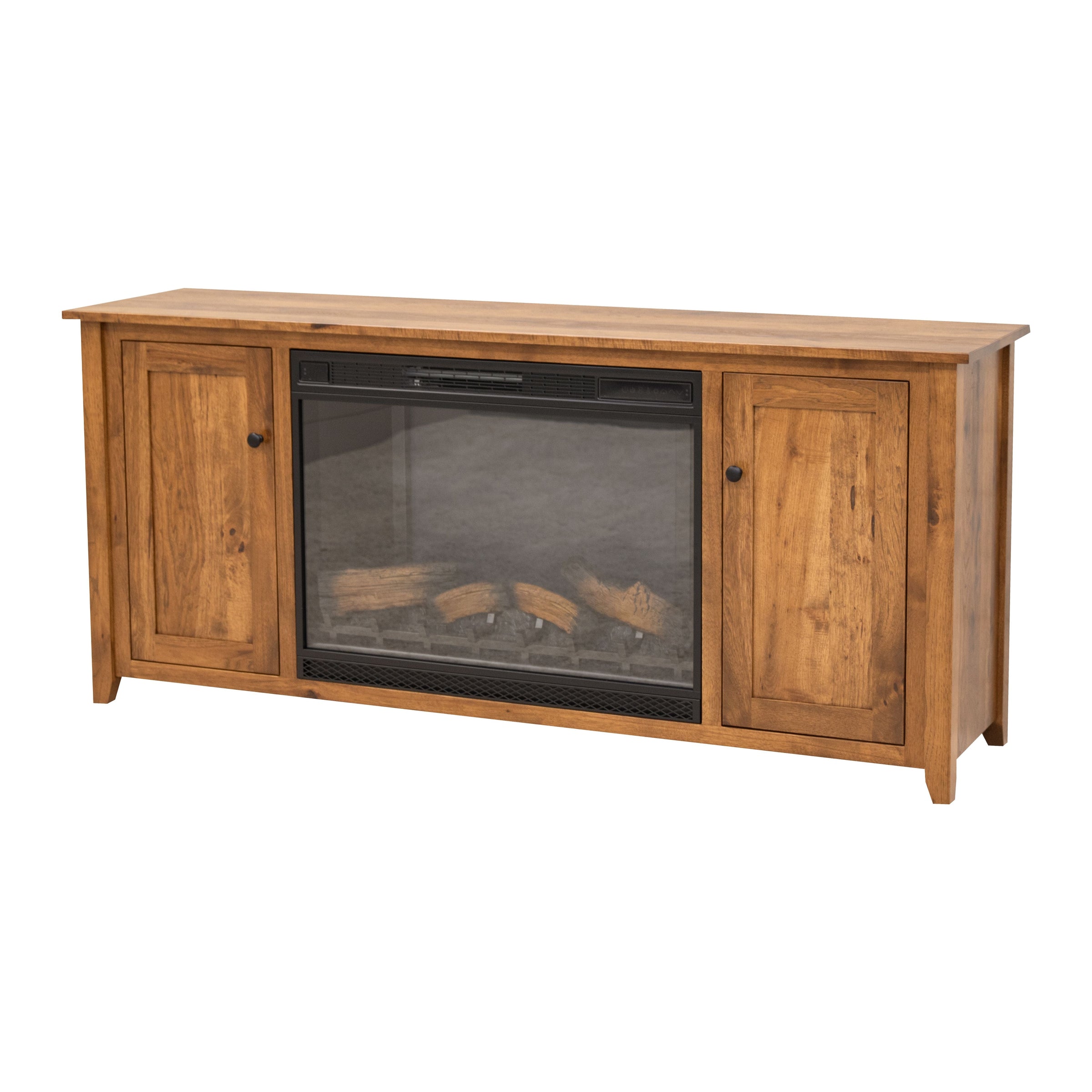 Dover 72" Hickory Wood TV Console with Electric Fireplace Insert | HC