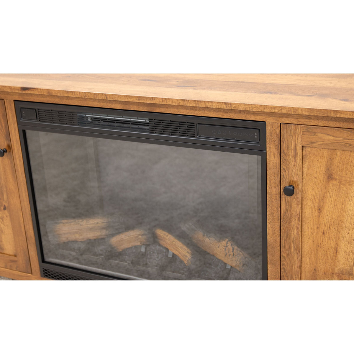 Dover 72" Hickory Wood TV Console with Electric Fireplace Insert | HC