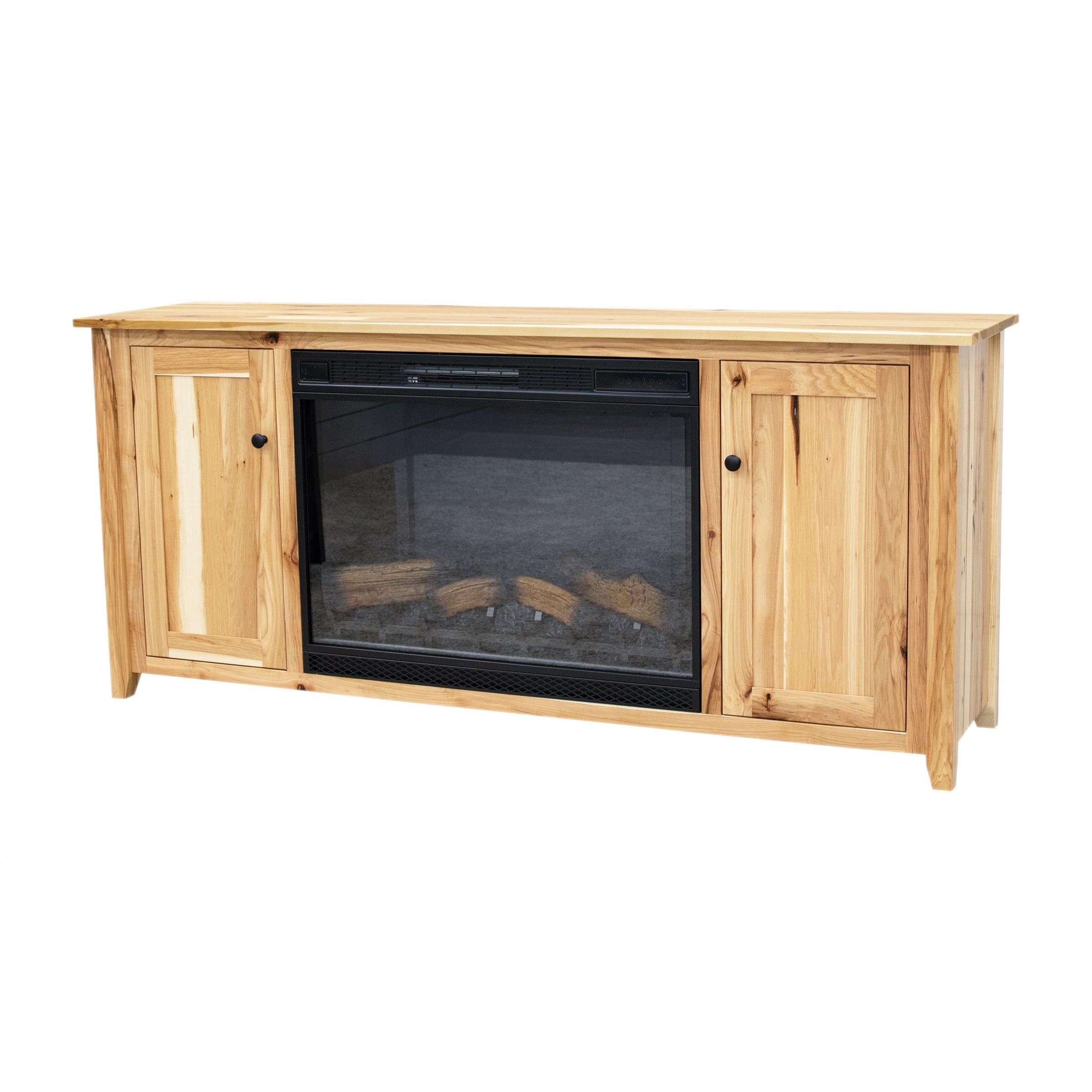 Dover 72" Hickory Wood TV Console with Electric Fireplace Insert | NAT