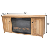 Dover 72" Hickory Wood TV Console with Electric Fireplace Insert | HC