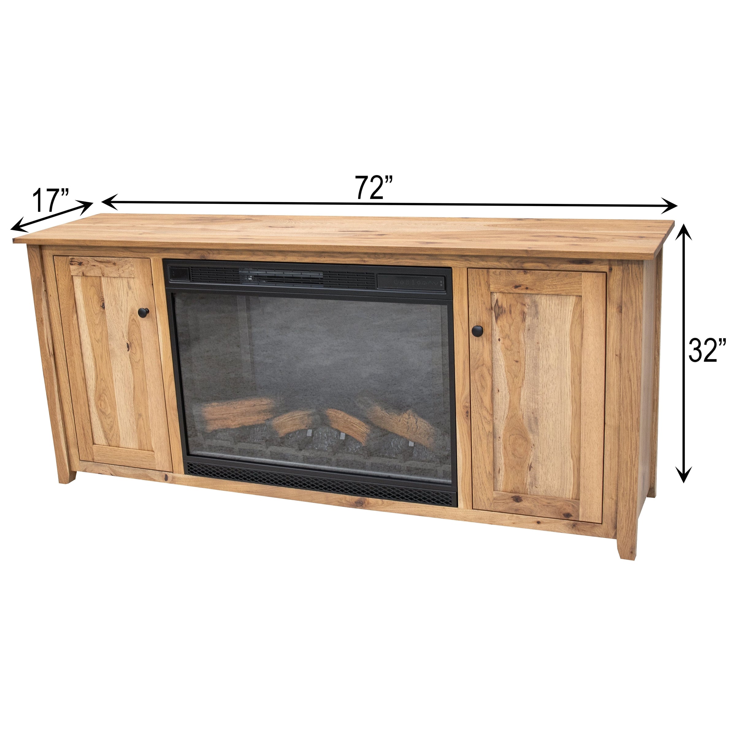 Dover 72" Hickory Wood TV Console with Electric Fireplace Insert | NAT