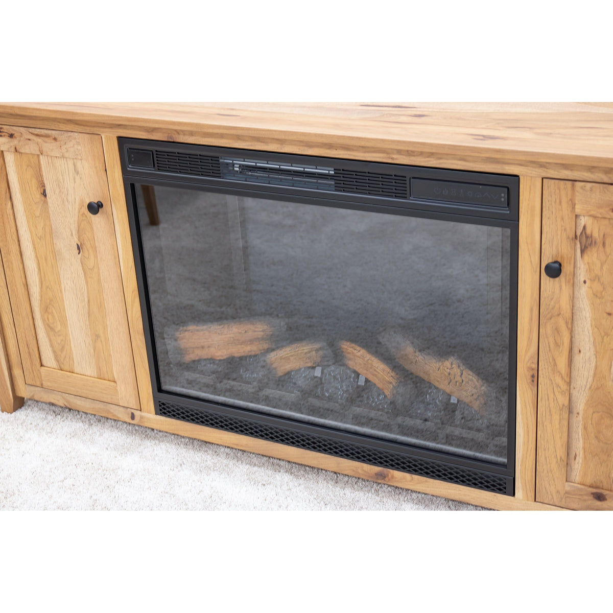 Dover 72" Hickory Wood TV Console with Electric Fireplace Insert | WB
