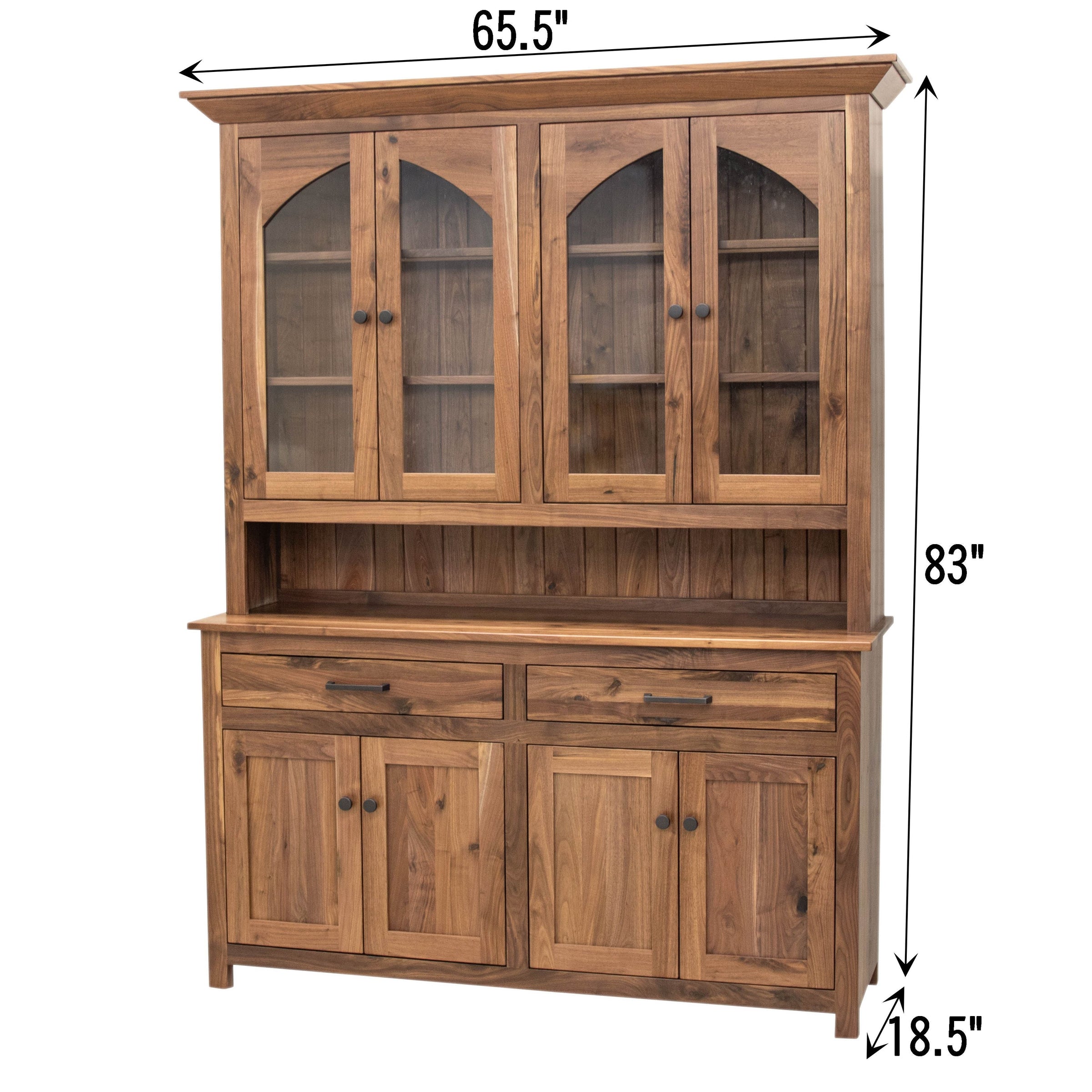 Rockwood Walnut Wood 4-Door Hutch | NAT