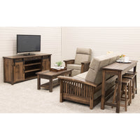 Amish Mission Wallhugger Reclining Sofa with Wood Arms | 22-61