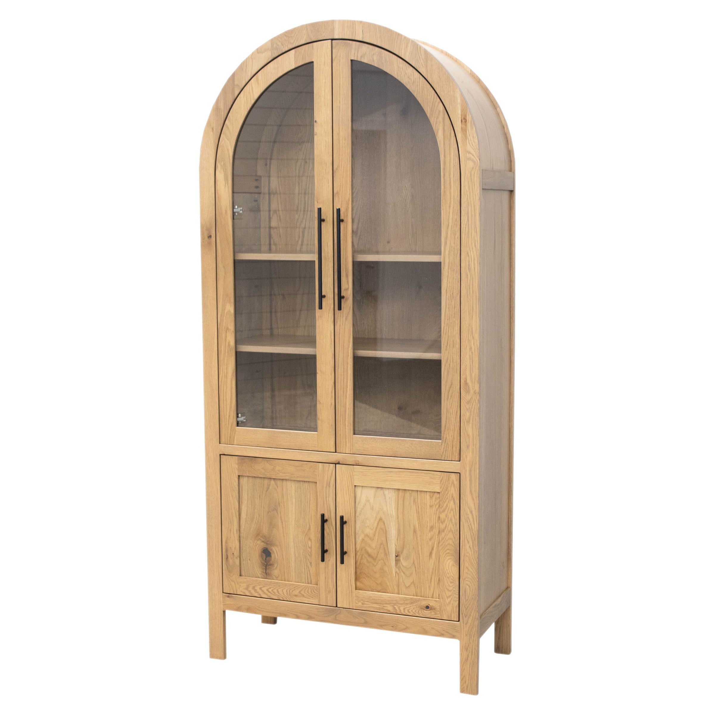 Woodstock White Oak Wood Arched Bookcase with Doors | DS