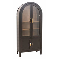 Woodstock Black Maple Wood Arched Bookcase with Doors | M-EB&RW-NAT