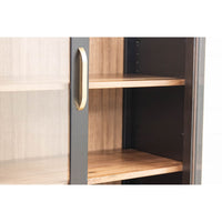 Woodstock Black Maple Wood Arched Bookcase with Doors | M-EB&RW-NAT