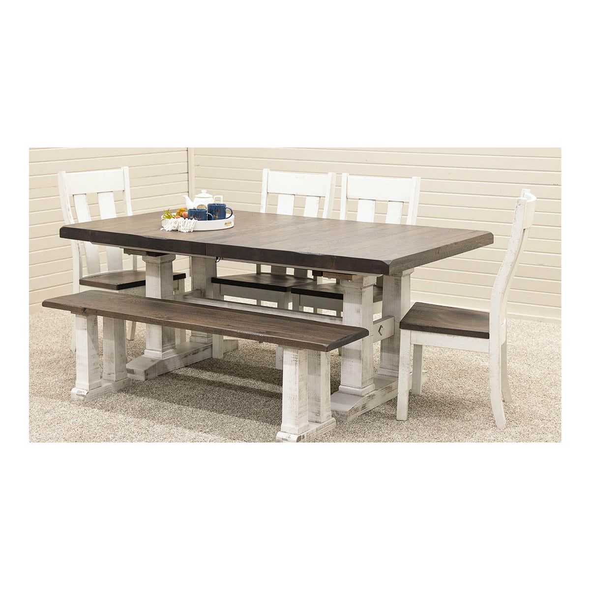 Richwood White & Wood Extending Dining Table with Built-Down Top | M-GW&RWO-SB