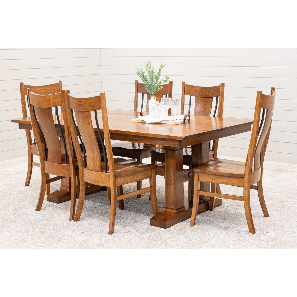 Richwood Hickory Wood Large Extending Amish Trestle Dining Table | MC