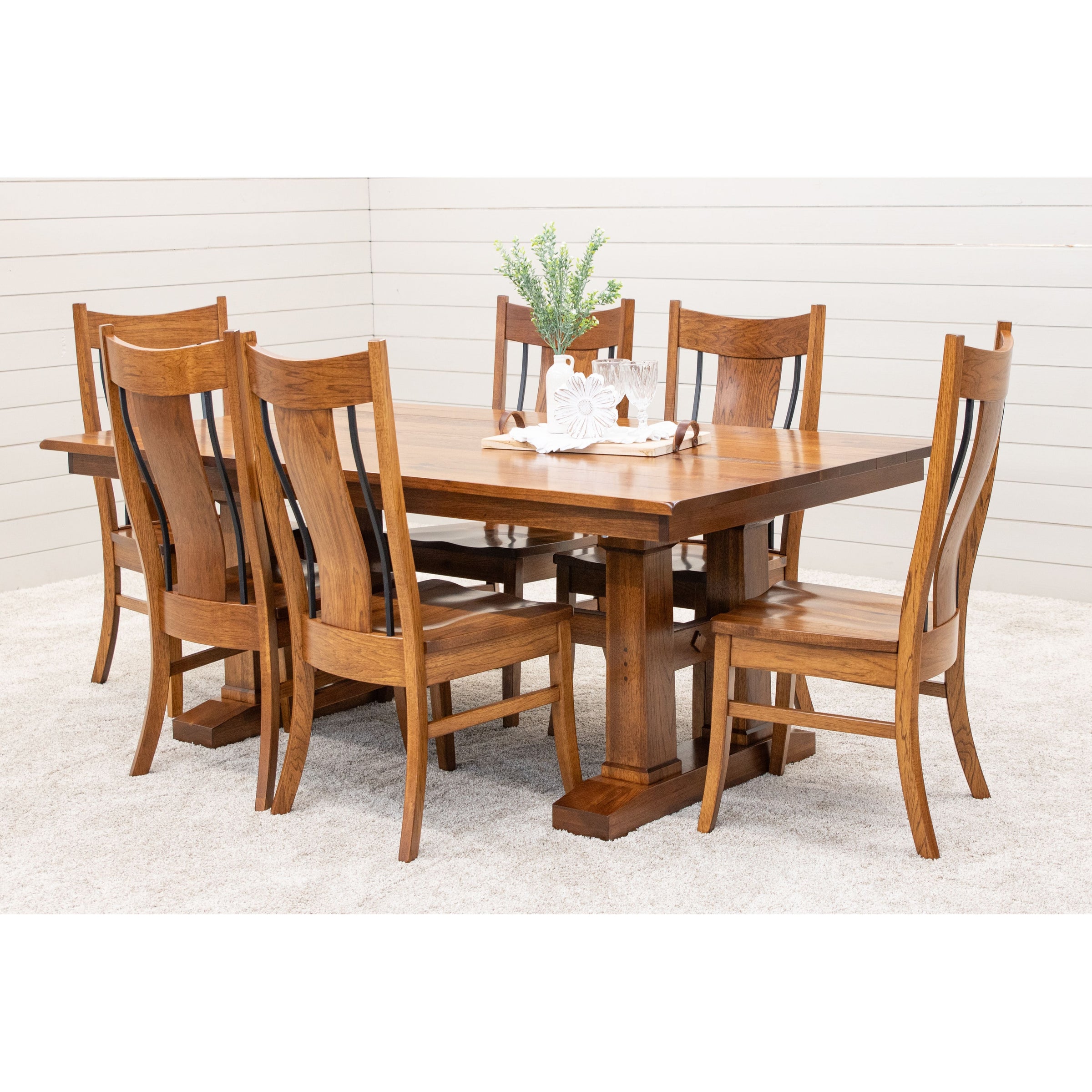 Richwood Hickory Wood Large Extending Amish Trestle Dining Table | MC