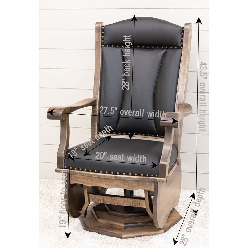 Clarksburg Swivel Black Leather Glider & Ottoman | C-MC