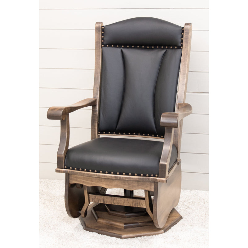 Clarksburg Swivel Black Leather Glider & Ottoman | M-CO