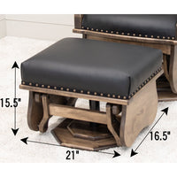 Clarksburg Swivel Black Leather Glider & Ottoman | C-MC