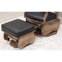 Clarksburg Swivel Black Leather Glider & Ottoman | M-CO