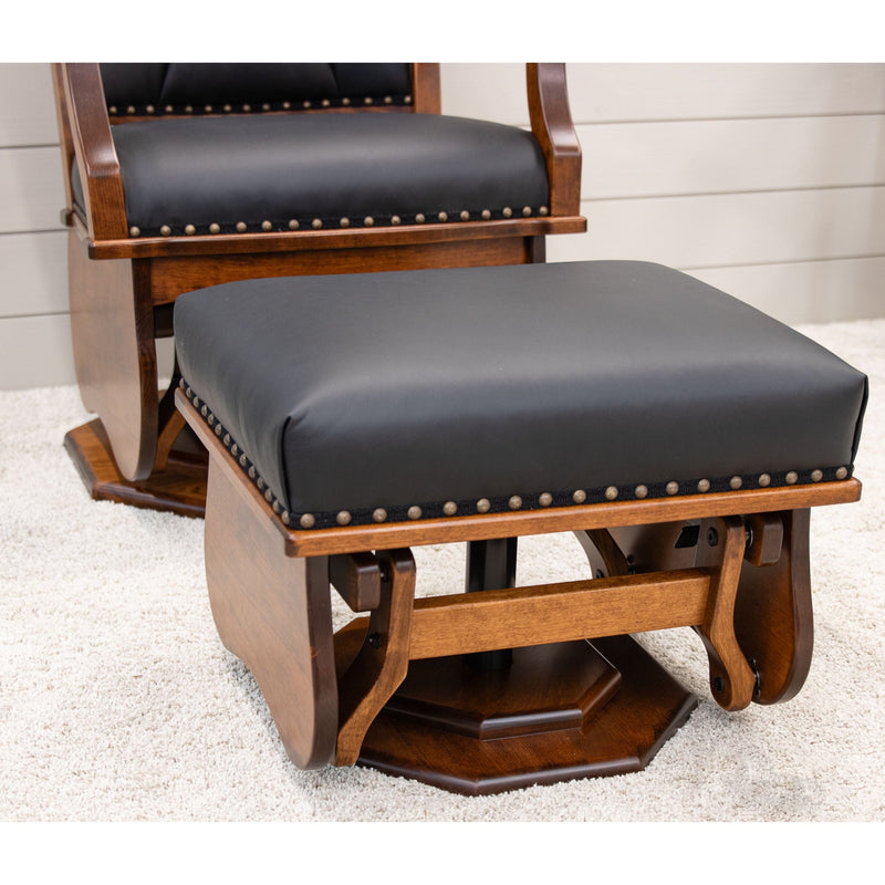 Clarksburg Swivel Black Leather Glider & Ottoman | C-MC