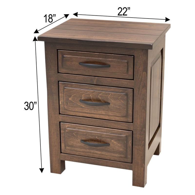 Sugar Creek Amish Rustic 3-Drawer Nightstand