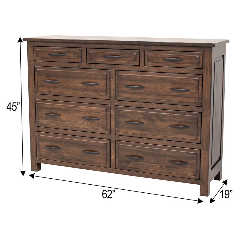 Sugar Creek Amish Rustic 9-Drawer Tall Dresser