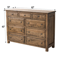 Sugar Creek Amish Rustic 9-Drawer Tall Dresser