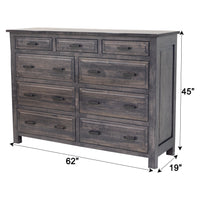 Sugar Creek Amish Rustic 9-Drawer Tall Dresser