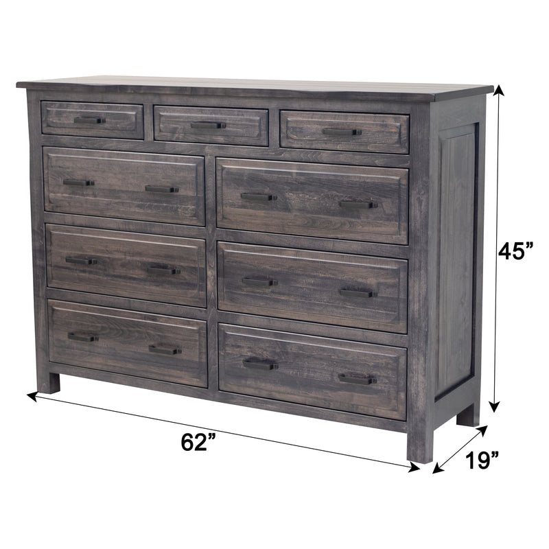 Sugar Creek Amish Rustic 9-Drawer Tall Dresser