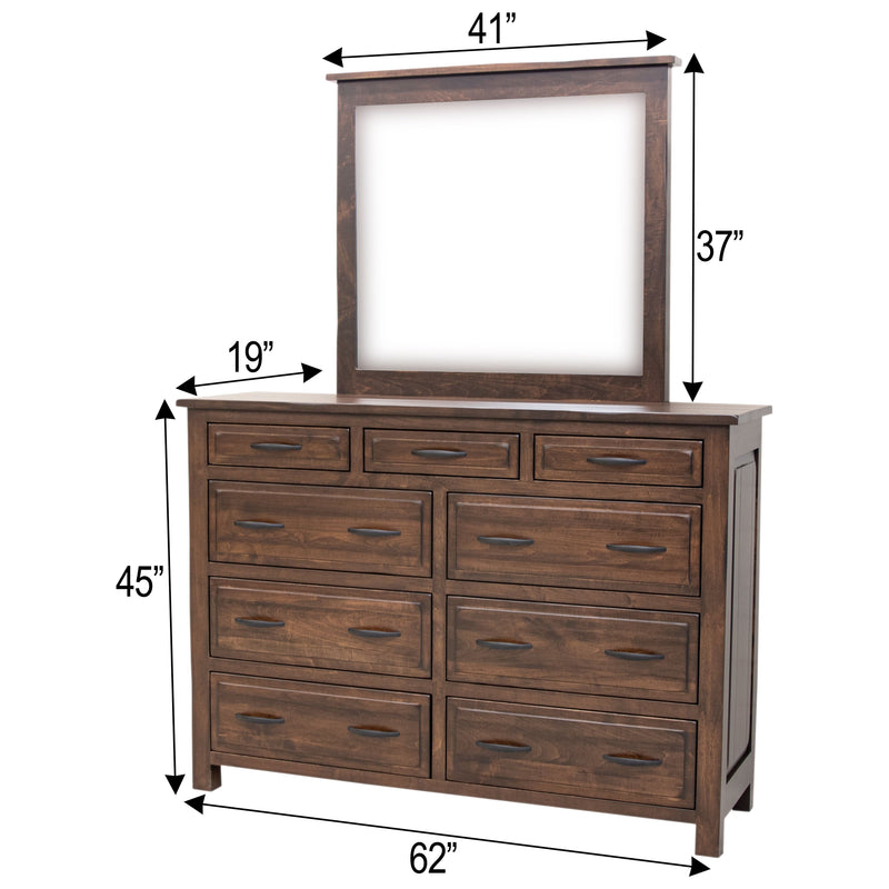 Sugar Creek Amish Rustic 9-Drawer Tall Dresser