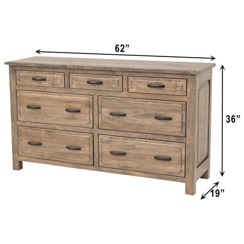 Sugar Creek Amish Rustic 7-Drawer Low Dresser
