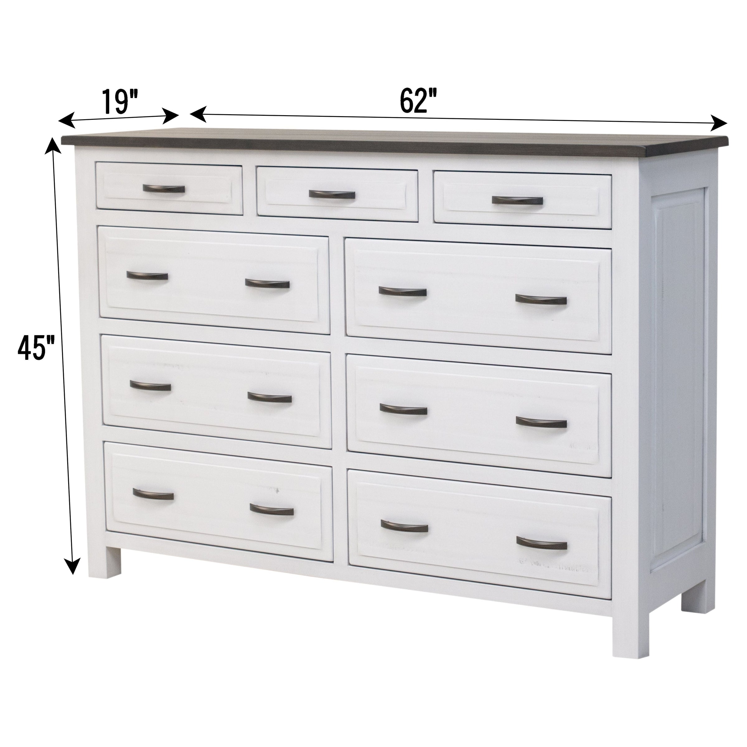 Sugar Creek Amish Rustic 9-Drawer Tall Dresser