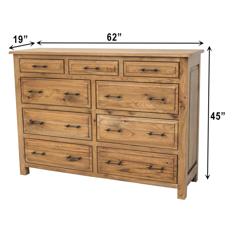 Sugar Creek Amish Rustic 9-Drawer Tall Dresser