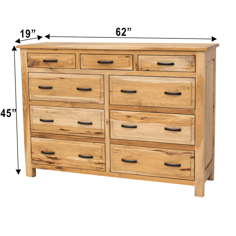 Sugar Creek Amish Rustic 9-Drawer Tall Dresser