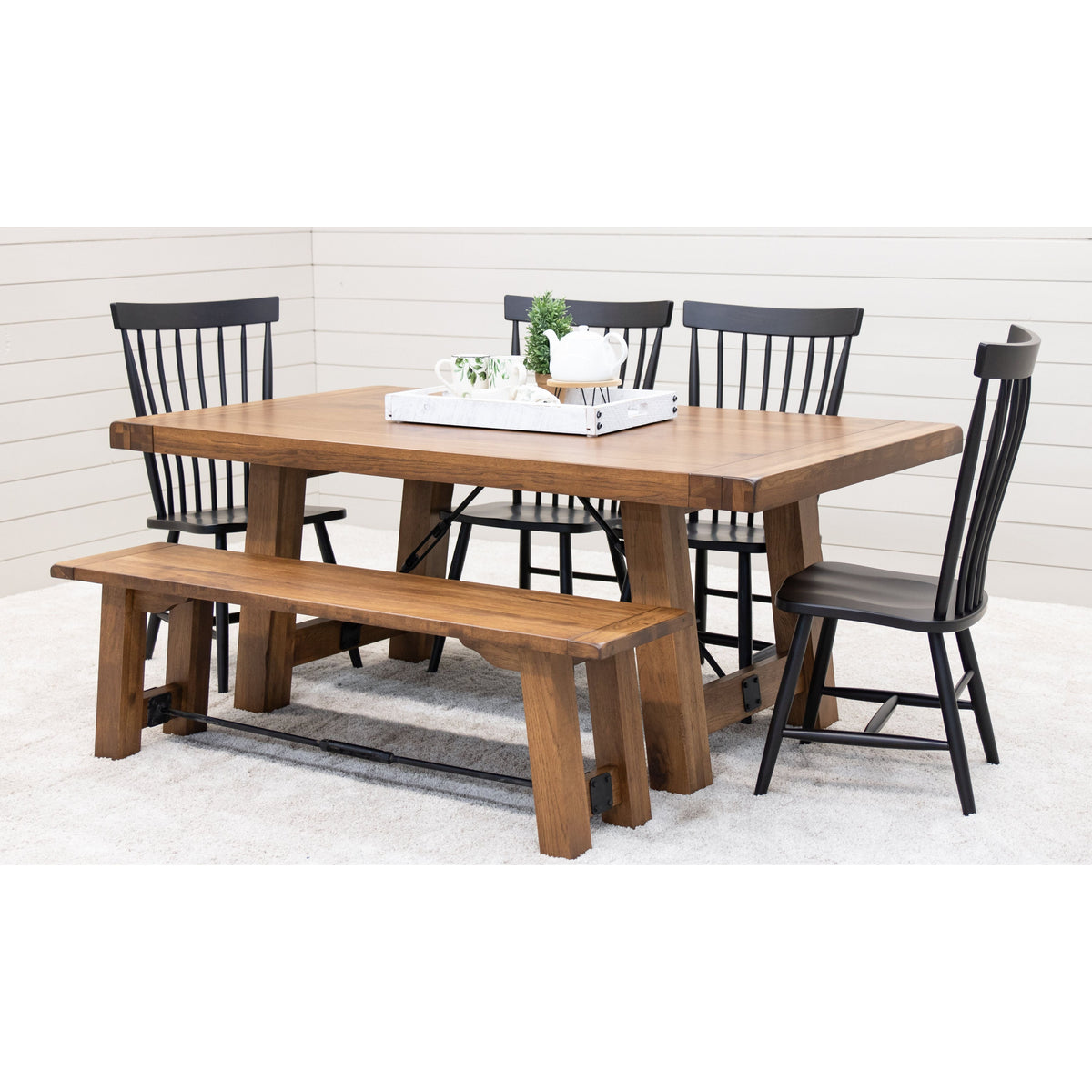 Springdale Trestle Large Hickory Wood Extending Dining Table | HC