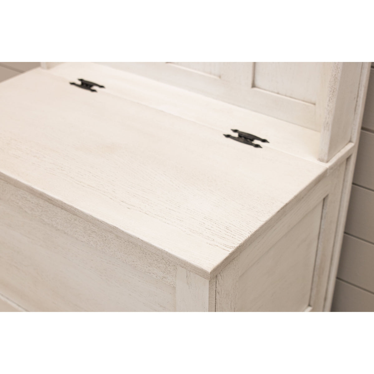 Amish Classic Oak Wood White Hall Tree Bench | CS