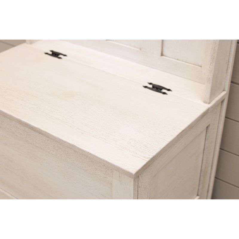 Amish Classic Oak Wood White Hall Tree Bench | CS