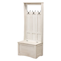 Amish Classic Oak Wood White Hall Tree Bench | CS