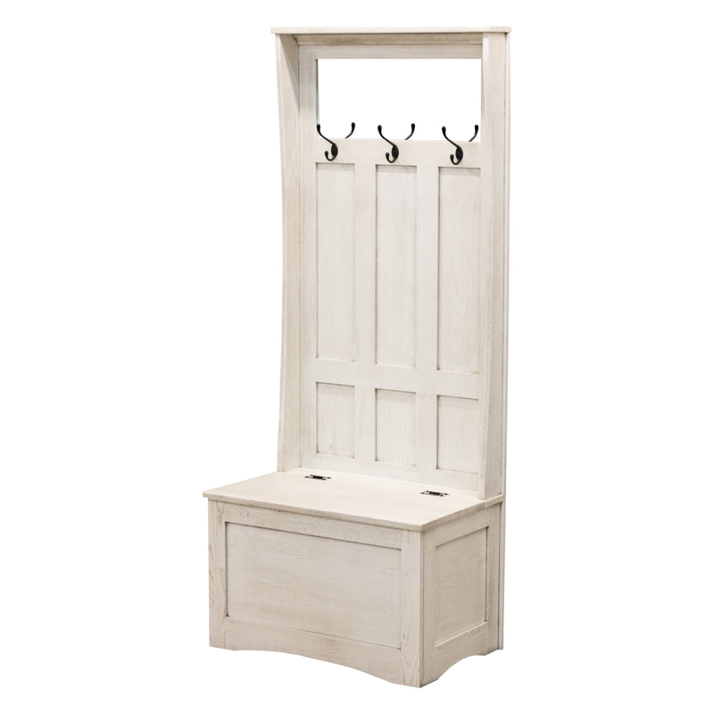 Amish Classic Oak Wood White Hall Tree Bench | CS