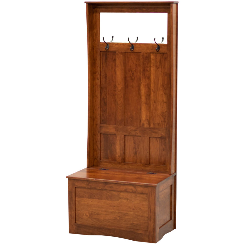 Amish Classic Cherry Wood Hall Tree Bench | MC