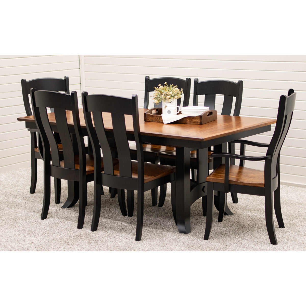South Gate Mission Black & Wood Extending Amish Dining Table | M-EB&E-MC
