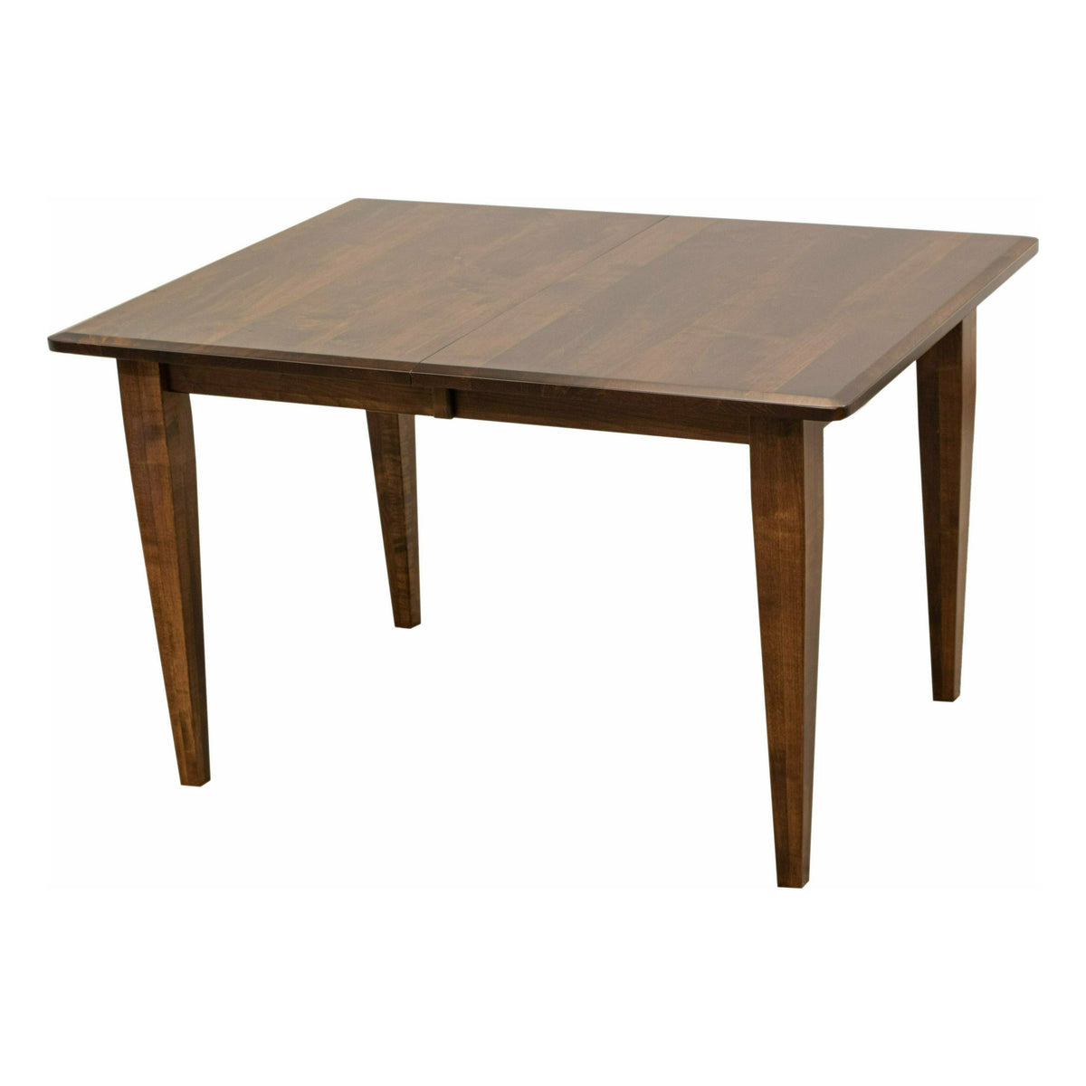 A small Shaker style Amish extendable kitchen table in solid Maple wood with self-storing leaves