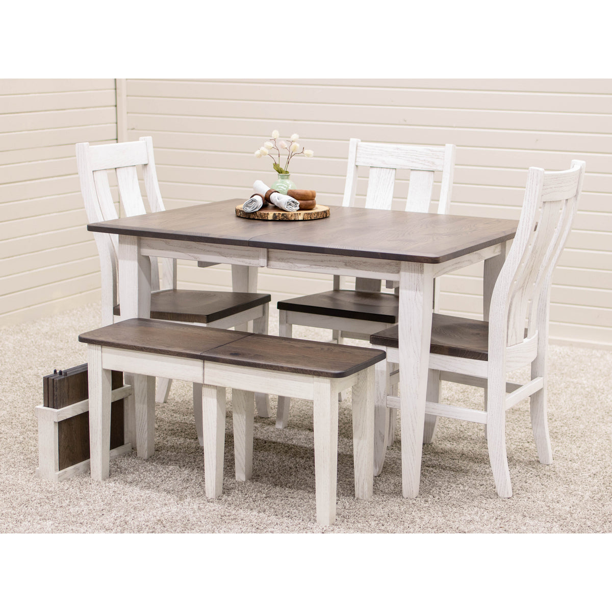 Yoder's Small Extending Kitchen Table in White and Oak | O-GW&RWO-SB