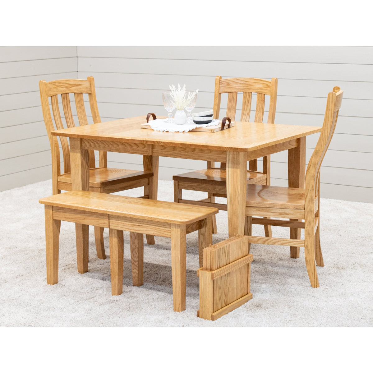 Seattle Shaker Oak Wood Expandable Dining Bench | S-2