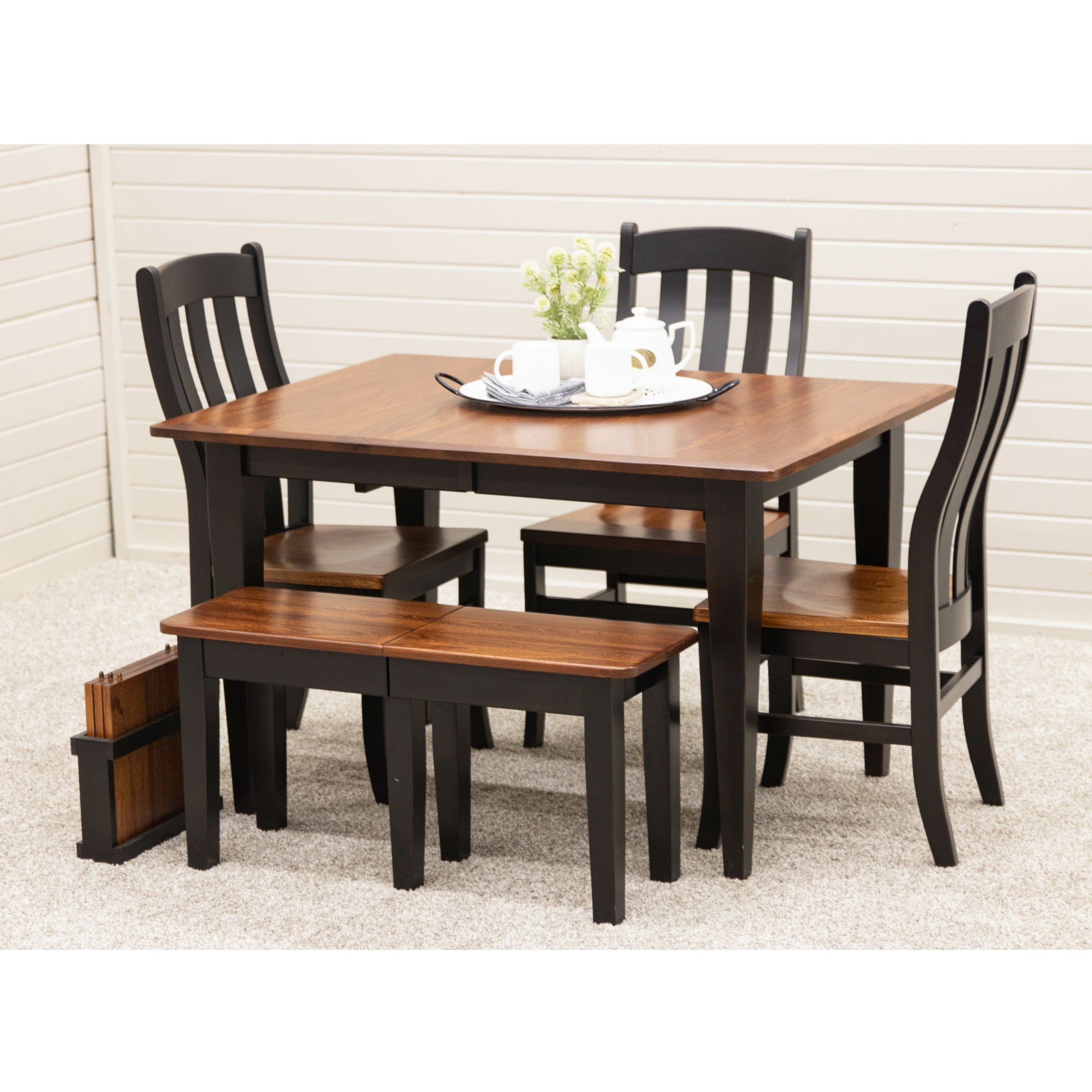 Seattle Shaker Black & Wood Expandable Dining Bench | M-EB&E-MC