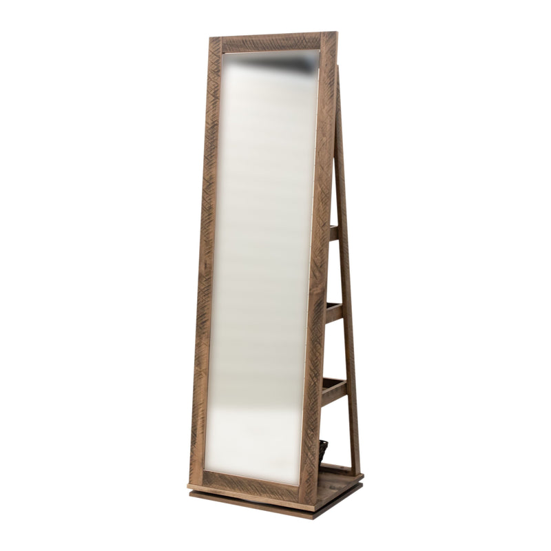 Amish Rustic Revolving Storage Leaner Mirror