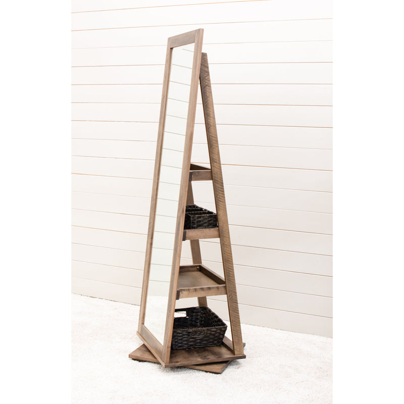 Amish Rustic Revolving Storage Leaner Mirror