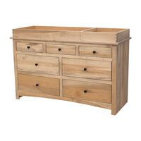 Amish Shaker Maple Wood 7-Drawer Nursery Dresser with Changing Topper | DS