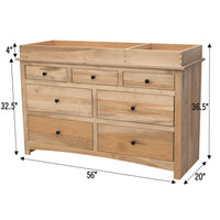 Amish Shaker Maple Wood 7-Drawer Nursery Dresser with Changing Topper | DS