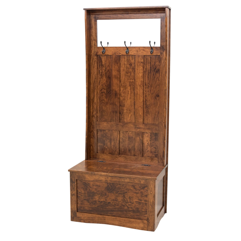 Amish Classic Cherry Wood Hall Tree Bench | ASB