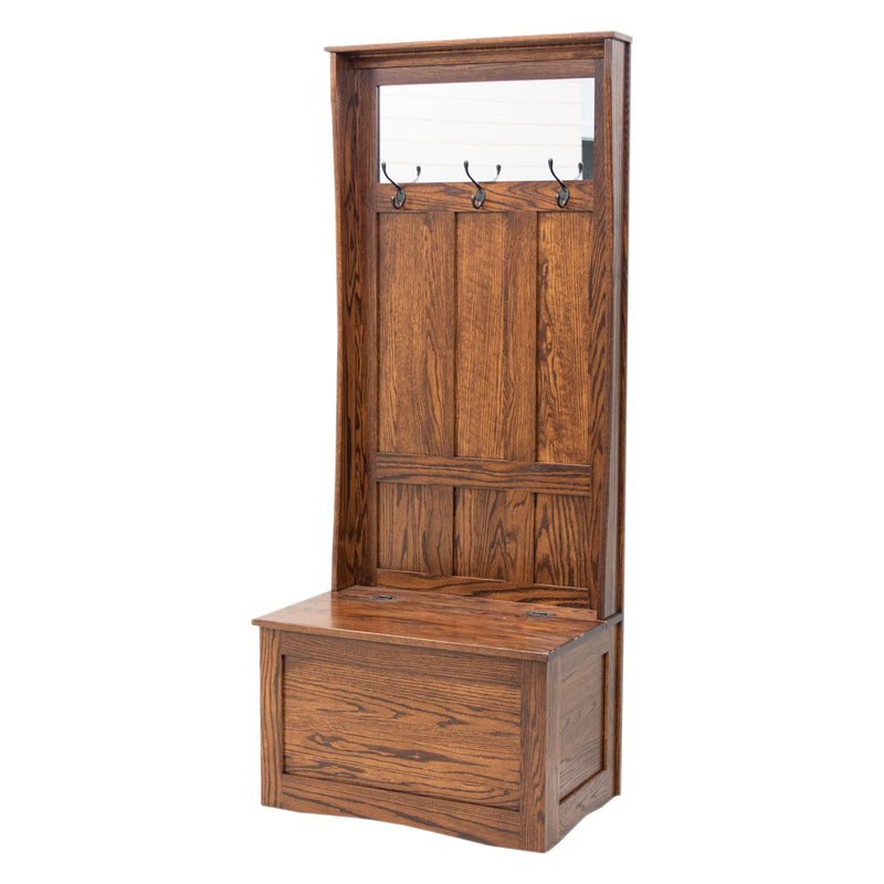 Amish Classic Oak Wood Hall Tree Bench | ASB