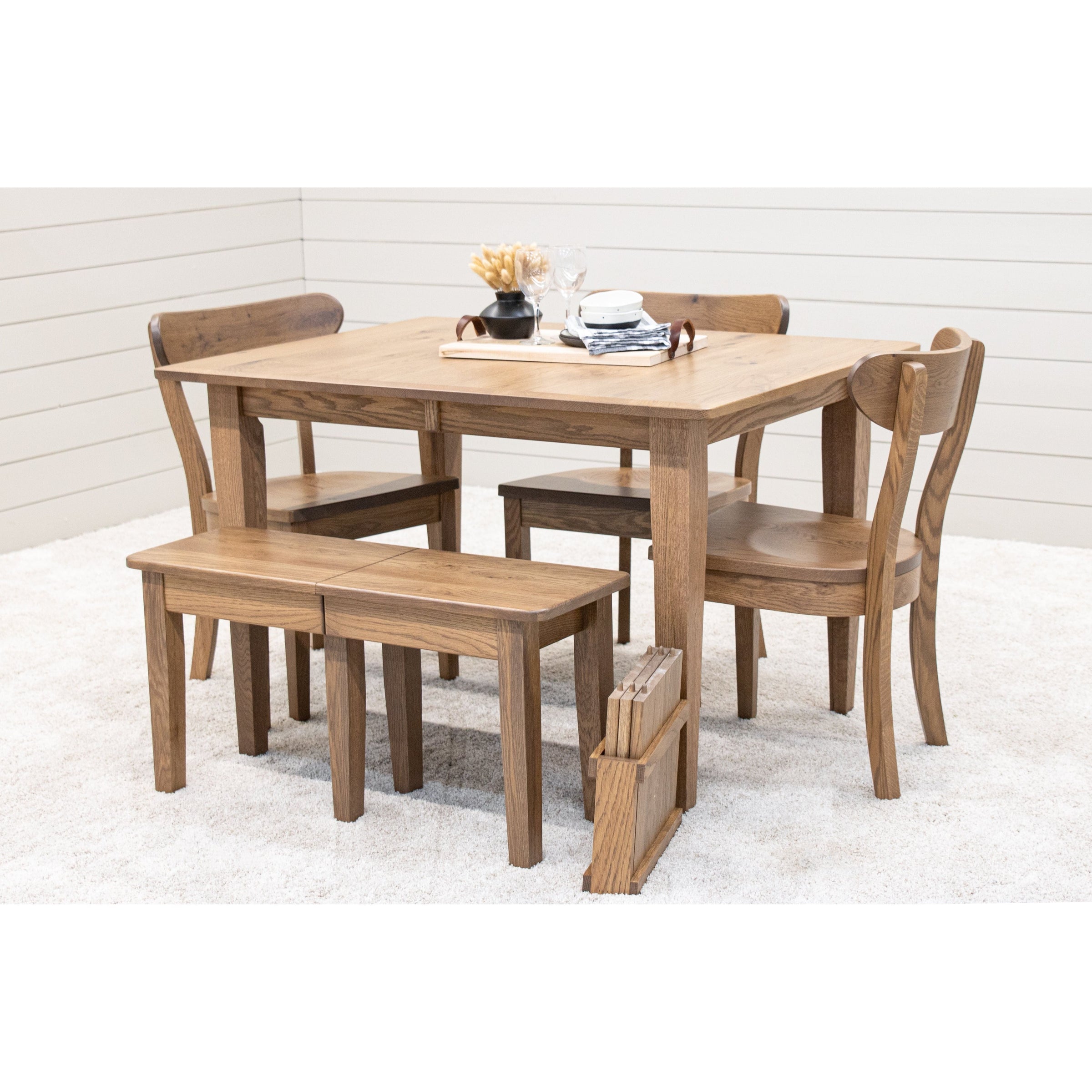 Winsome Rustic White Oak Wood Mid Century Side Dining Chair | WB