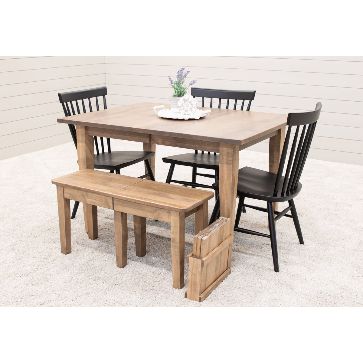 Seattle Shaker Maple Wood Expandable Dining Bench | WB