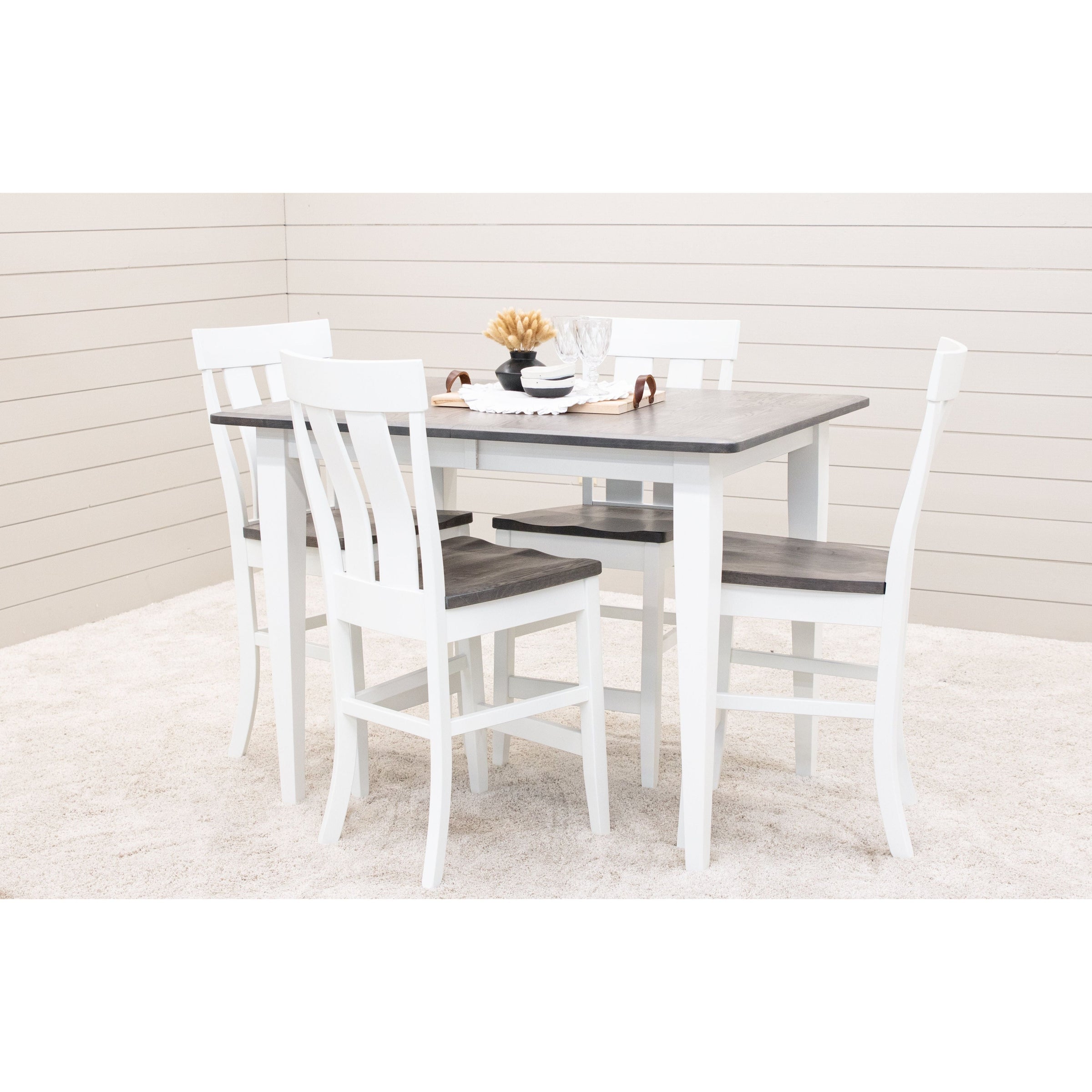 Clinton Shaker White & Wood Extending Pub Table | M-DW&RWO-GRB